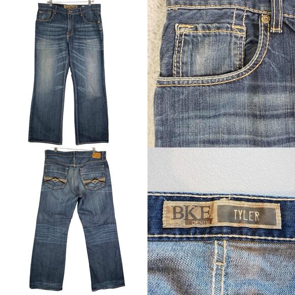 BKE Tyler Jeans Men's Size 36x32 Blue Straight Mid Rise Medium Wash Denim - Picture 1 of 12